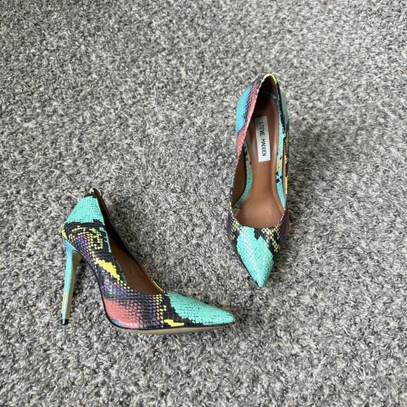 Steve Madden Proto Exotic Snakeskin Stiletto High Heels Pumps 8 Pointed Toe - Picture 1 of 8